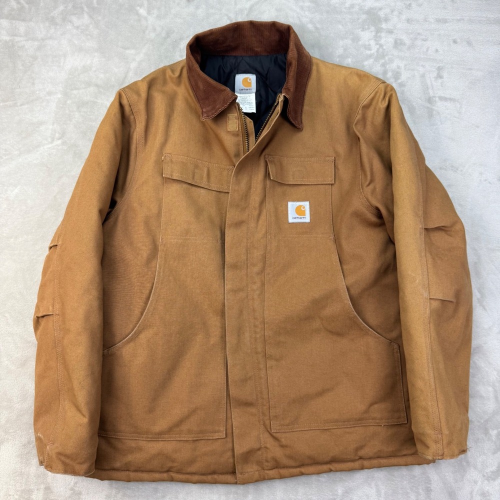 Vintage Carhartt C03 BRN Duck Canvas Chore Coat Jacket Union USA Made Size 46